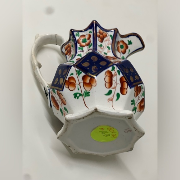 19th Century Antique Gaudy Welsh 8 Sided Cobalt Diamond Design Lusterware Jug - Picture 7 of 16